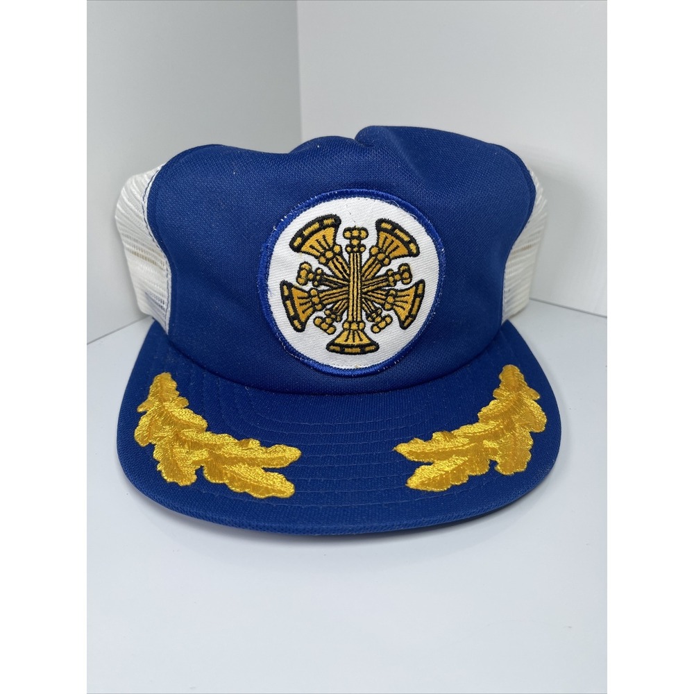 Vintage Fire Chief 5 Bugle Patch Gold Leaf‎ Brim Snapback Trucker Hat Cap AJD